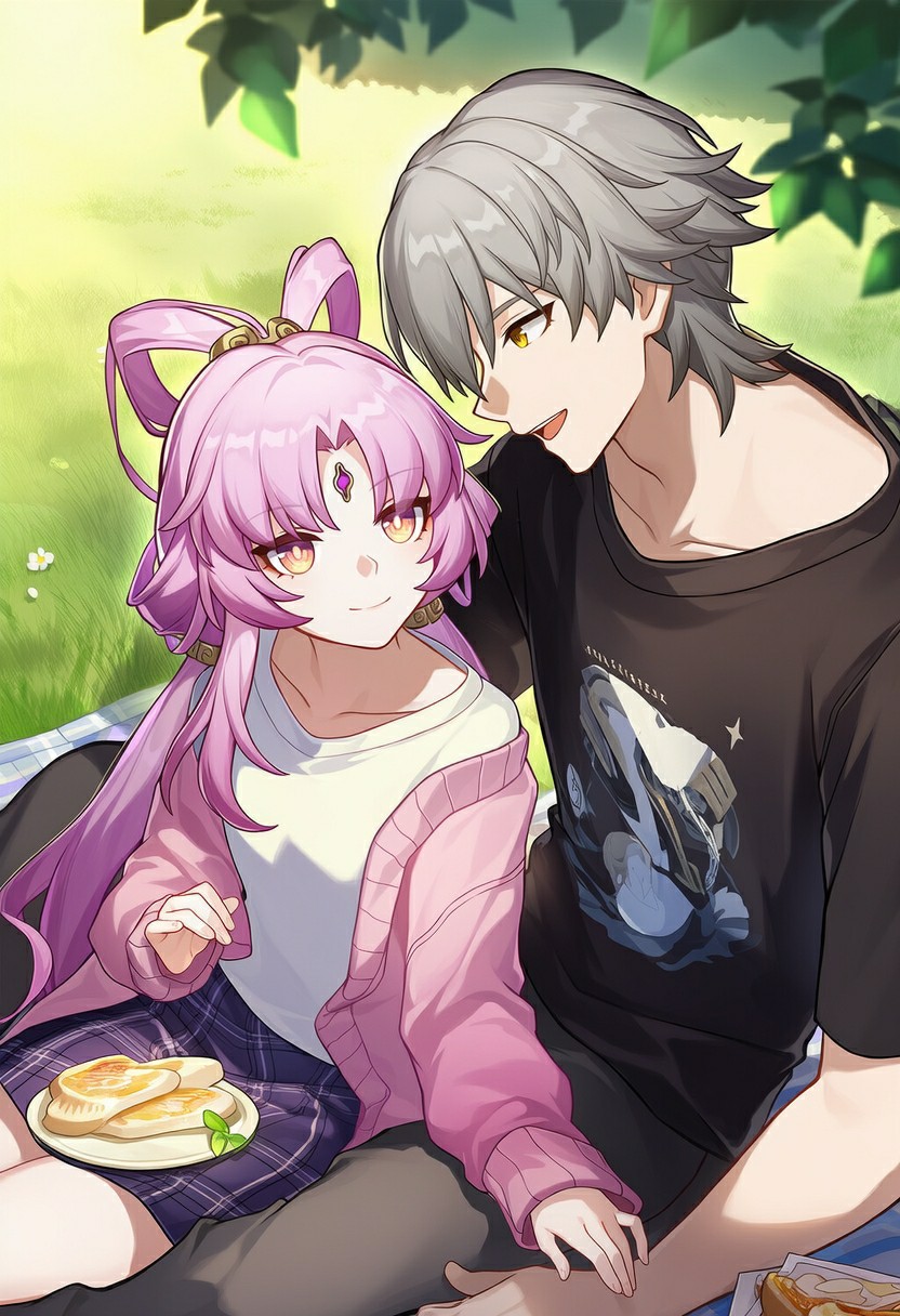 二次元情侣的春日野餐小美好
