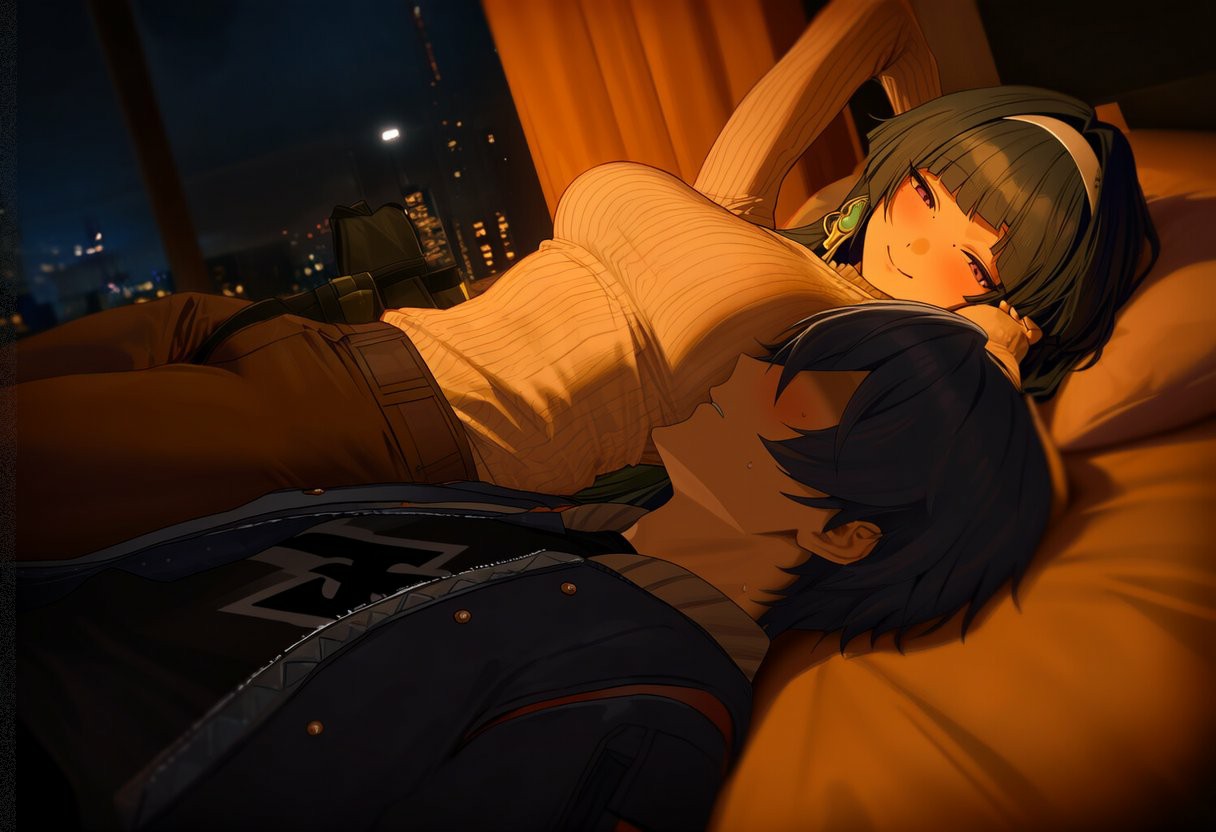 都市夜灯下的温柔依偎瞬间