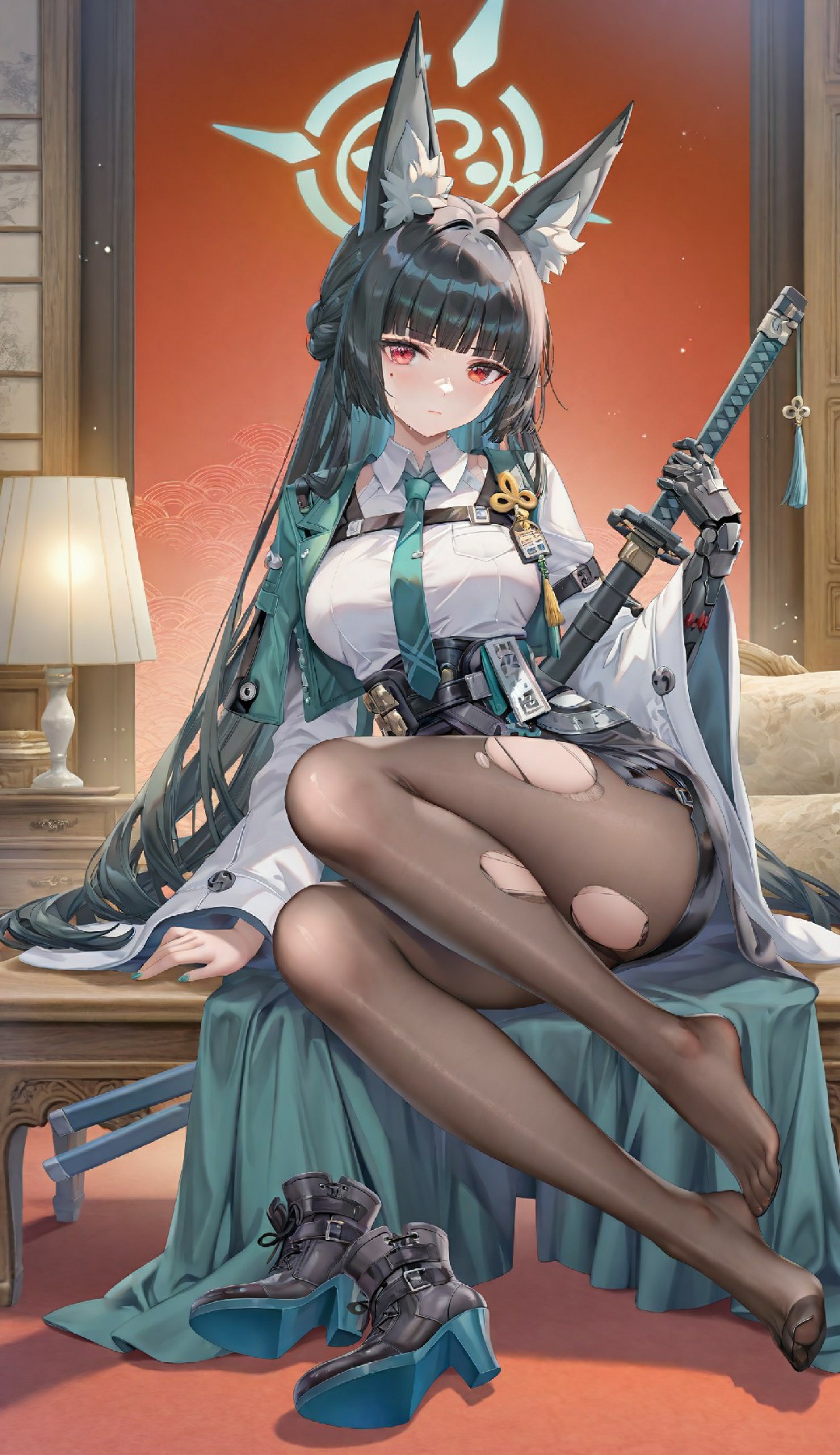 墨发狐耳战损女剑士 冷艳飒爽氛围感拉满