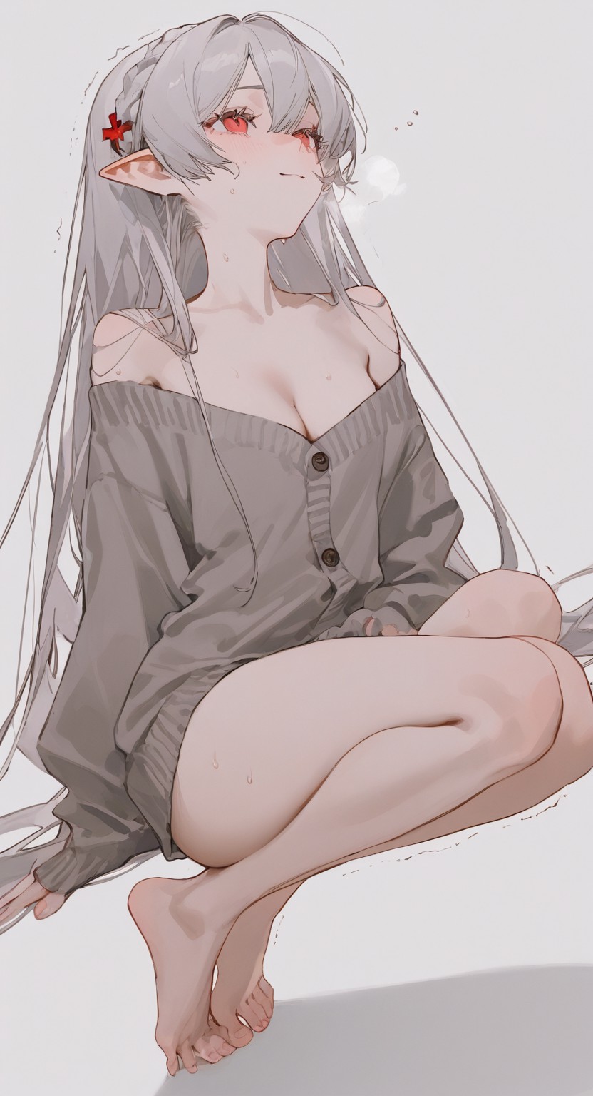 银发精灵耳少女的慵懒氛围感穿搭