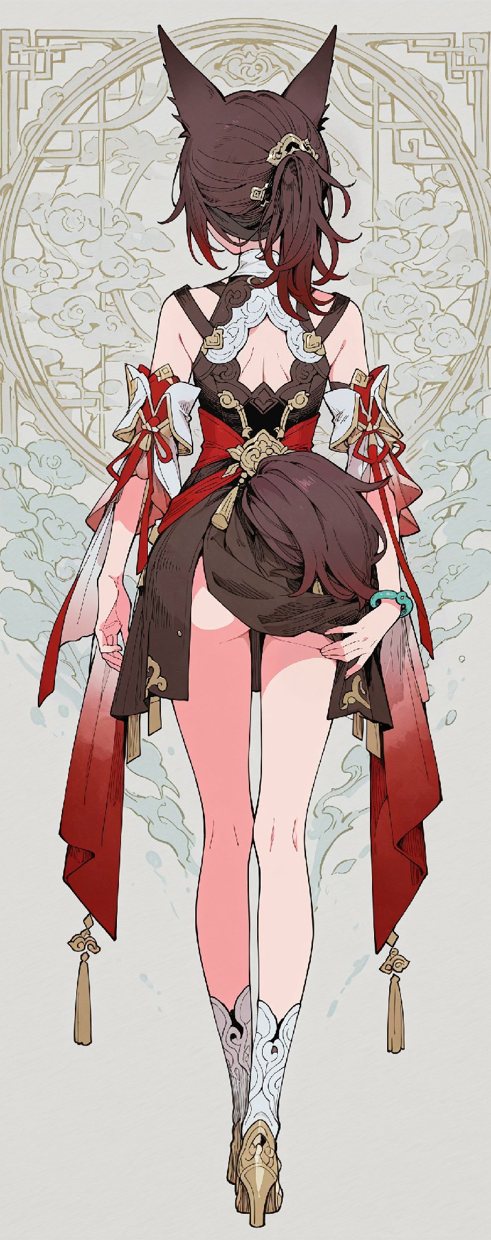 国风二次元兽耳少女背影，氛围感直接拉满！