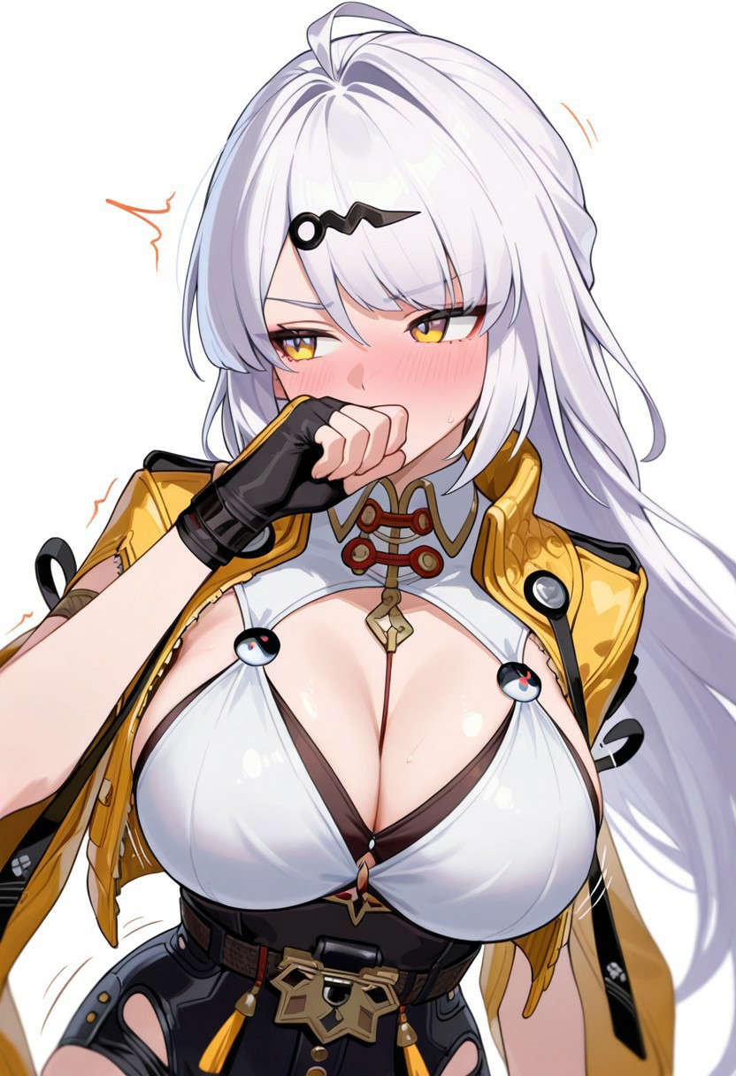 银发少女满脸羞红，特色穿搭尽显反差感