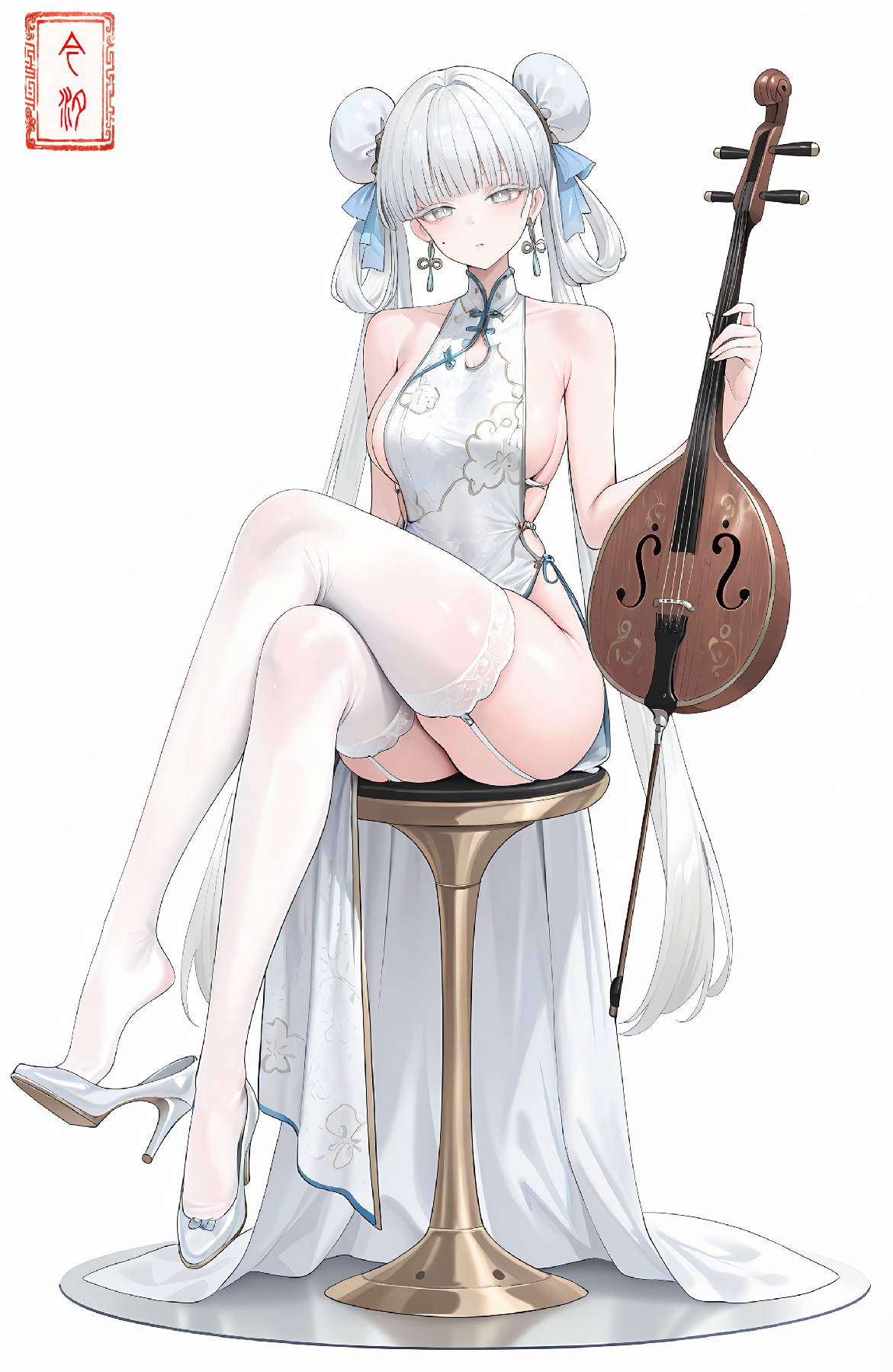 国风旗袍少女与古典乐器的邂逅