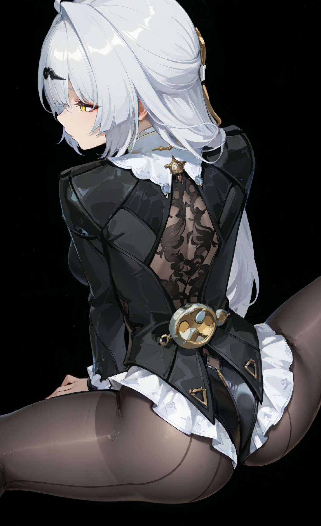 银发黑丝御姐风二次元角色立绘