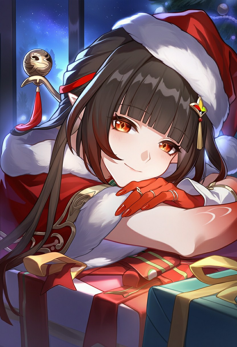 原神胡桃圣诞限定造型！红装礼物氛围感拉满