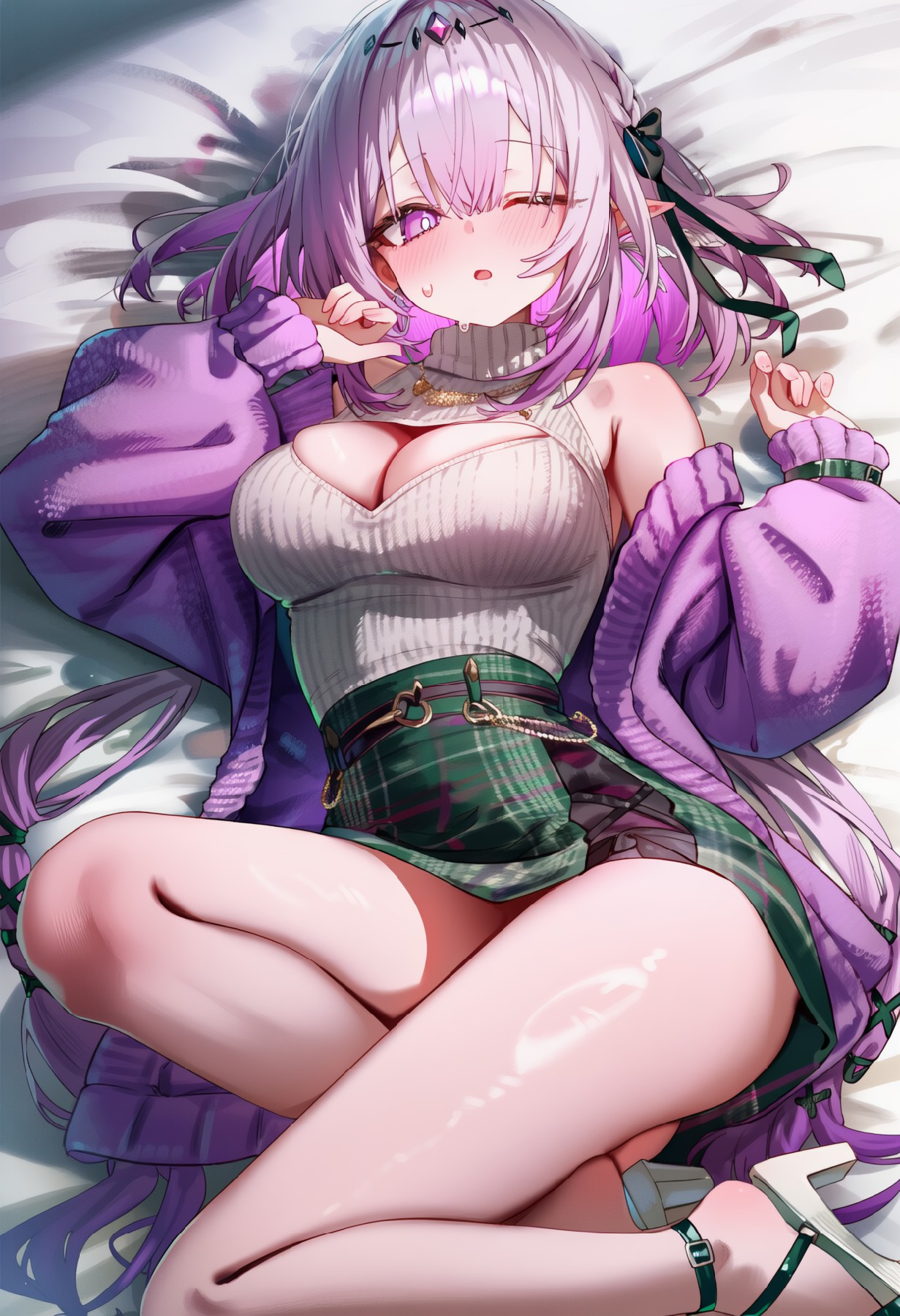 紫发精灵少女 慵懒时尚氛围感拉满