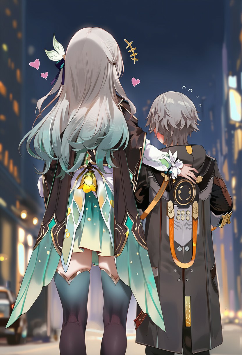 夜晚城市里的二次元CP贴贴太好磕啦