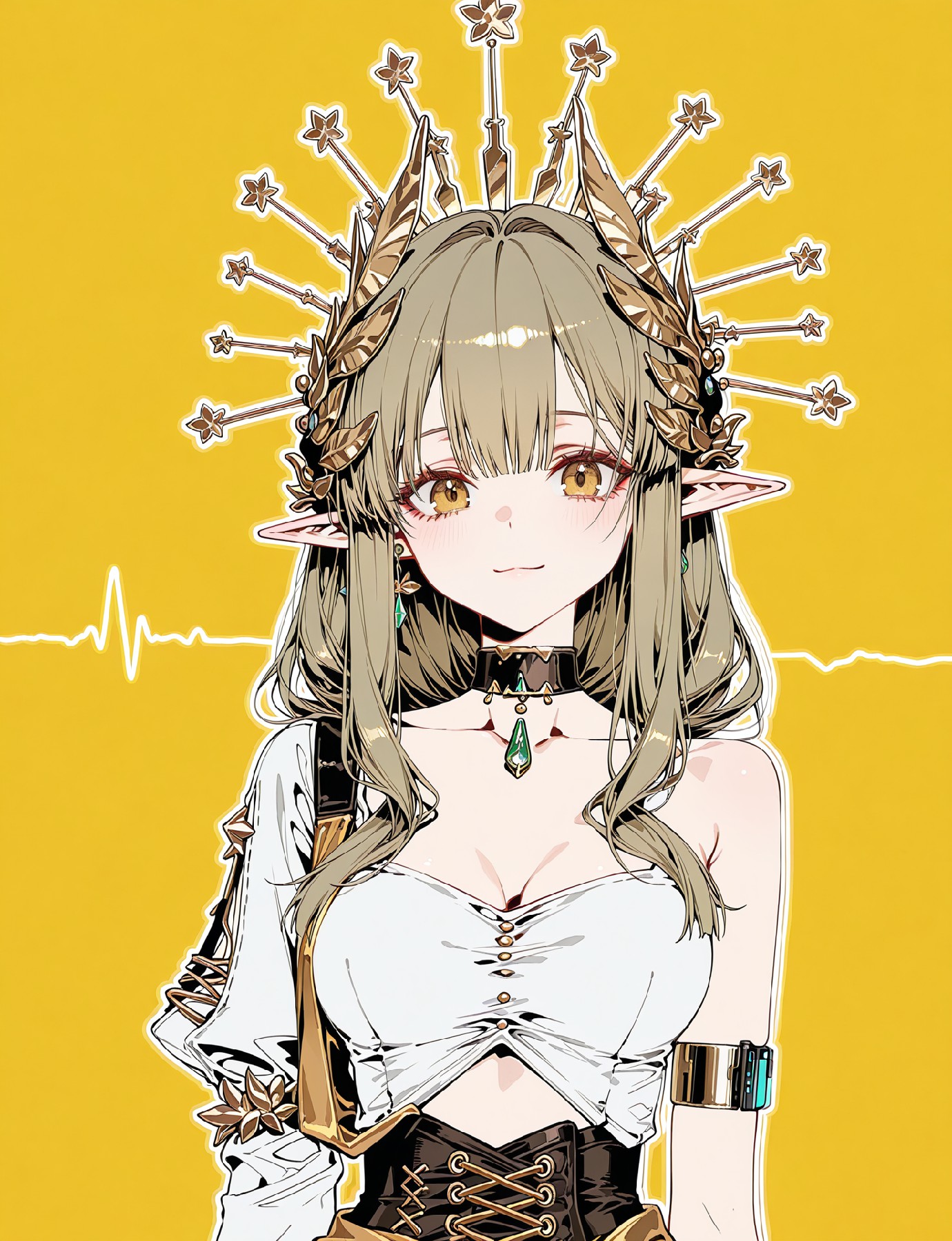 二次元精灵少女·星芒头饰与精致造型