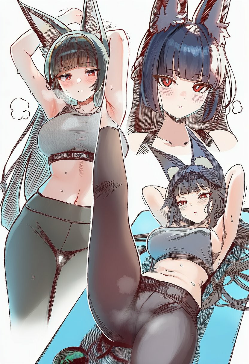 兽耳少女运动拉伸日常,元气满满超可爱