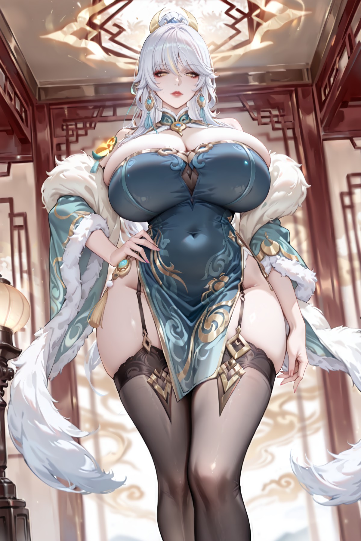 银发雍容国风御姐，华贵仪态尽显东方气场