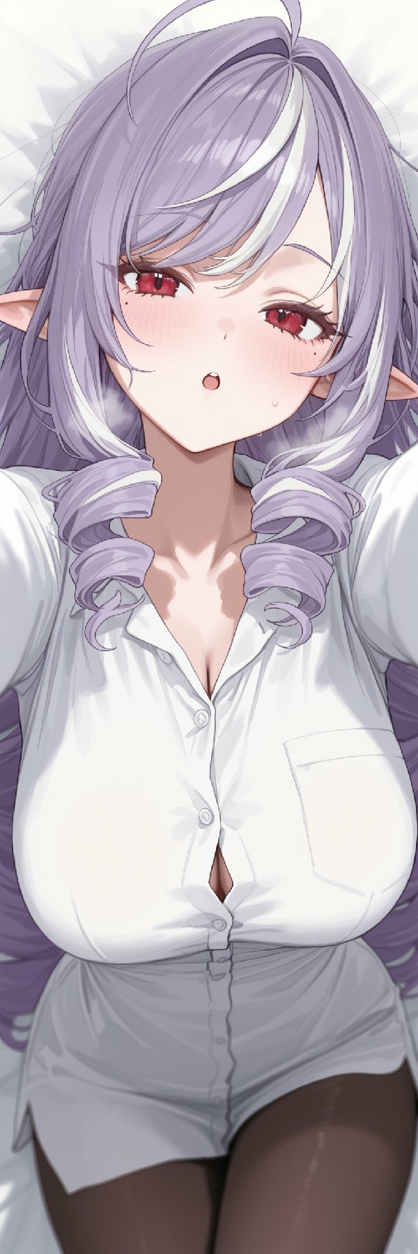 紫发精灵耳少女白衬衫小性感自拍