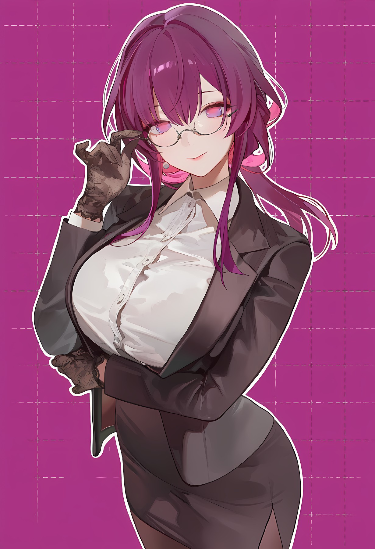 紫发知性OL风二次元御姐真的好有魅力