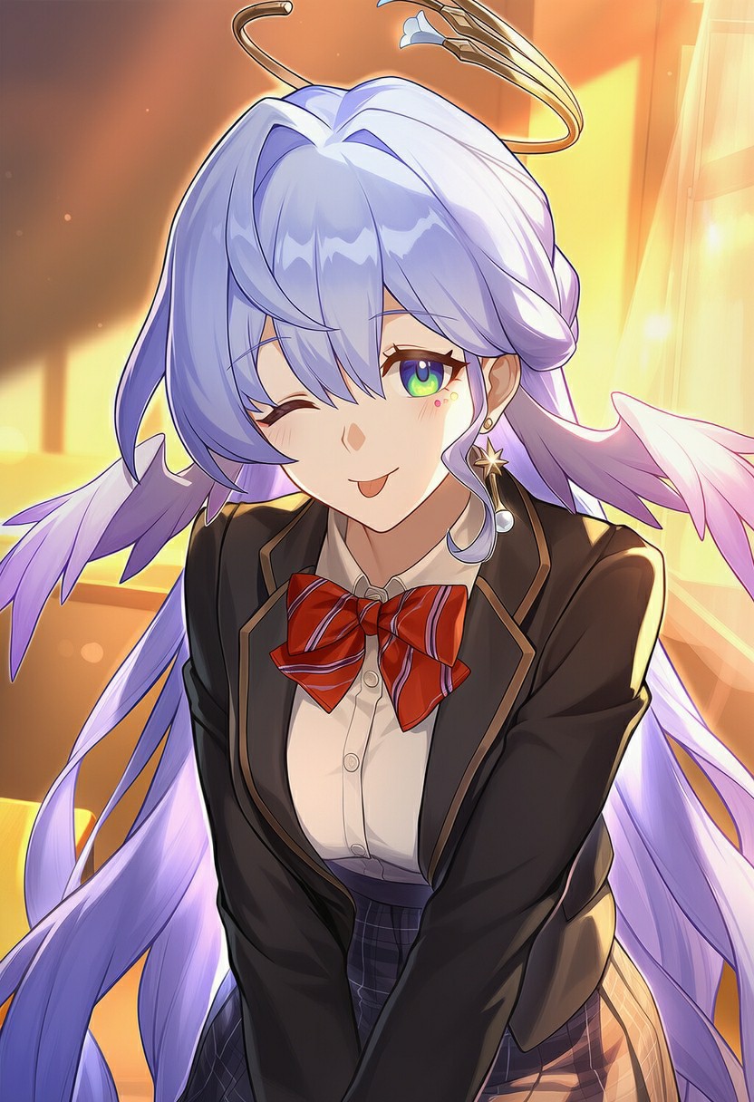 蓝发天使少女校服wink超治愈