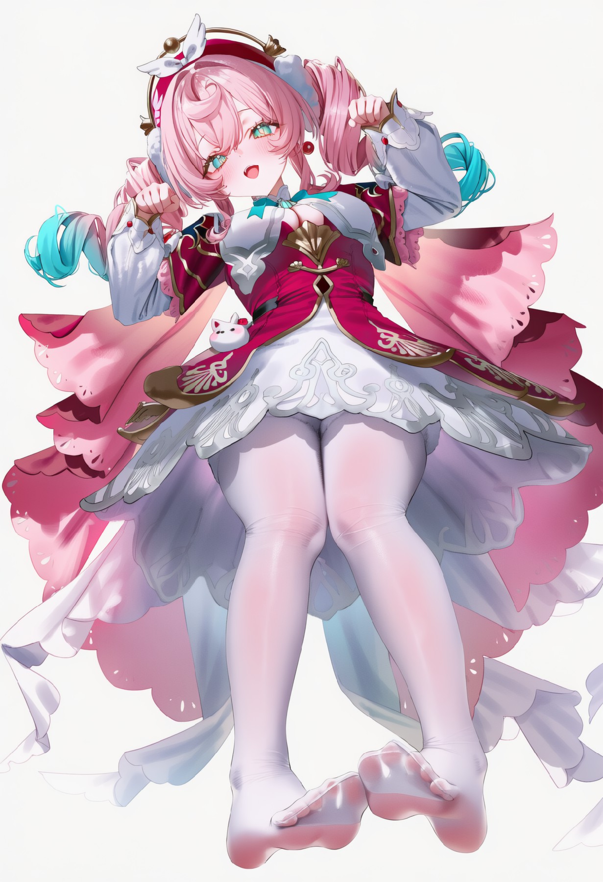 粉蓝渐变双马尾与梦幻洋装