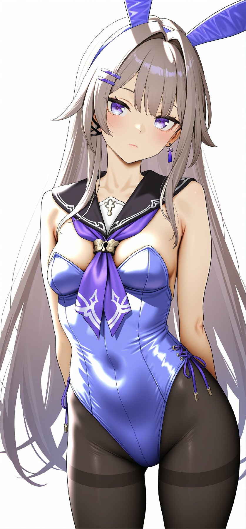 蓝紫兔耳水手服少女，二次元颜值天花板