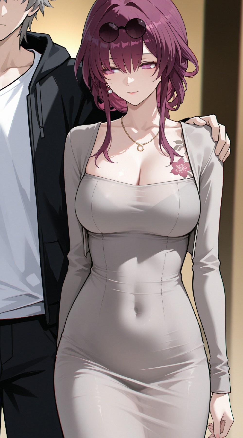 紫发御姐的紧身裙穿搭太绝了