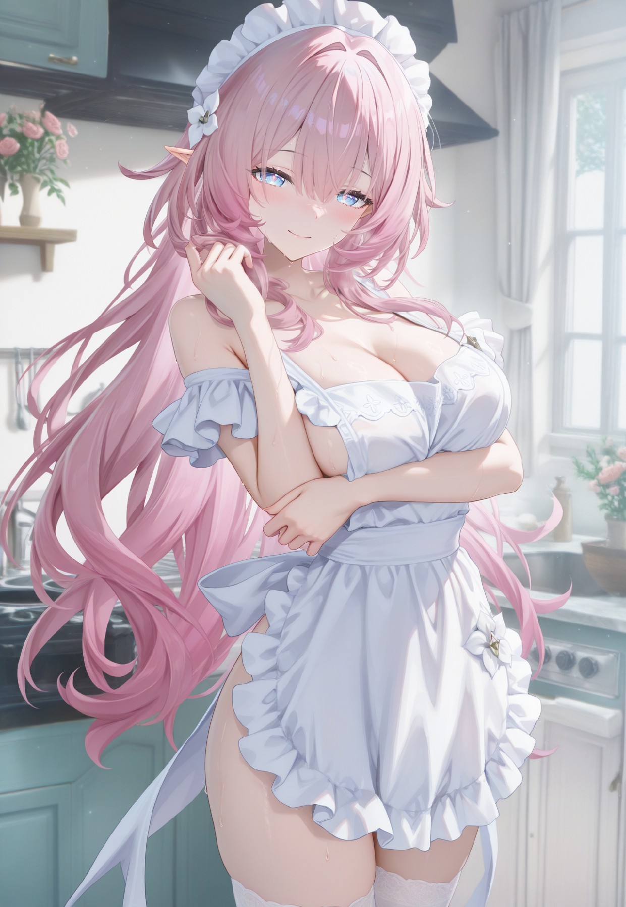 粉发精灵女仆的厨房心动瞬间