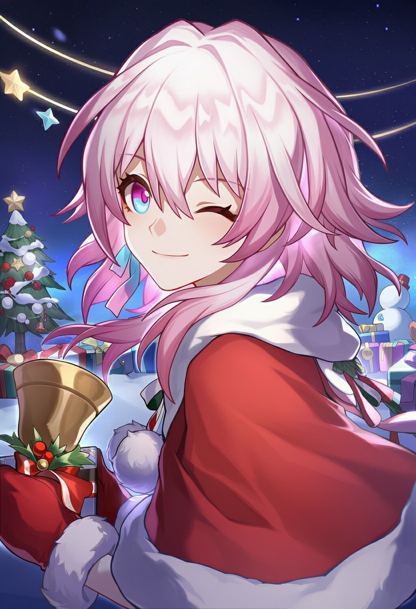 粉发圣诞少女 冬日里的可爱暴击