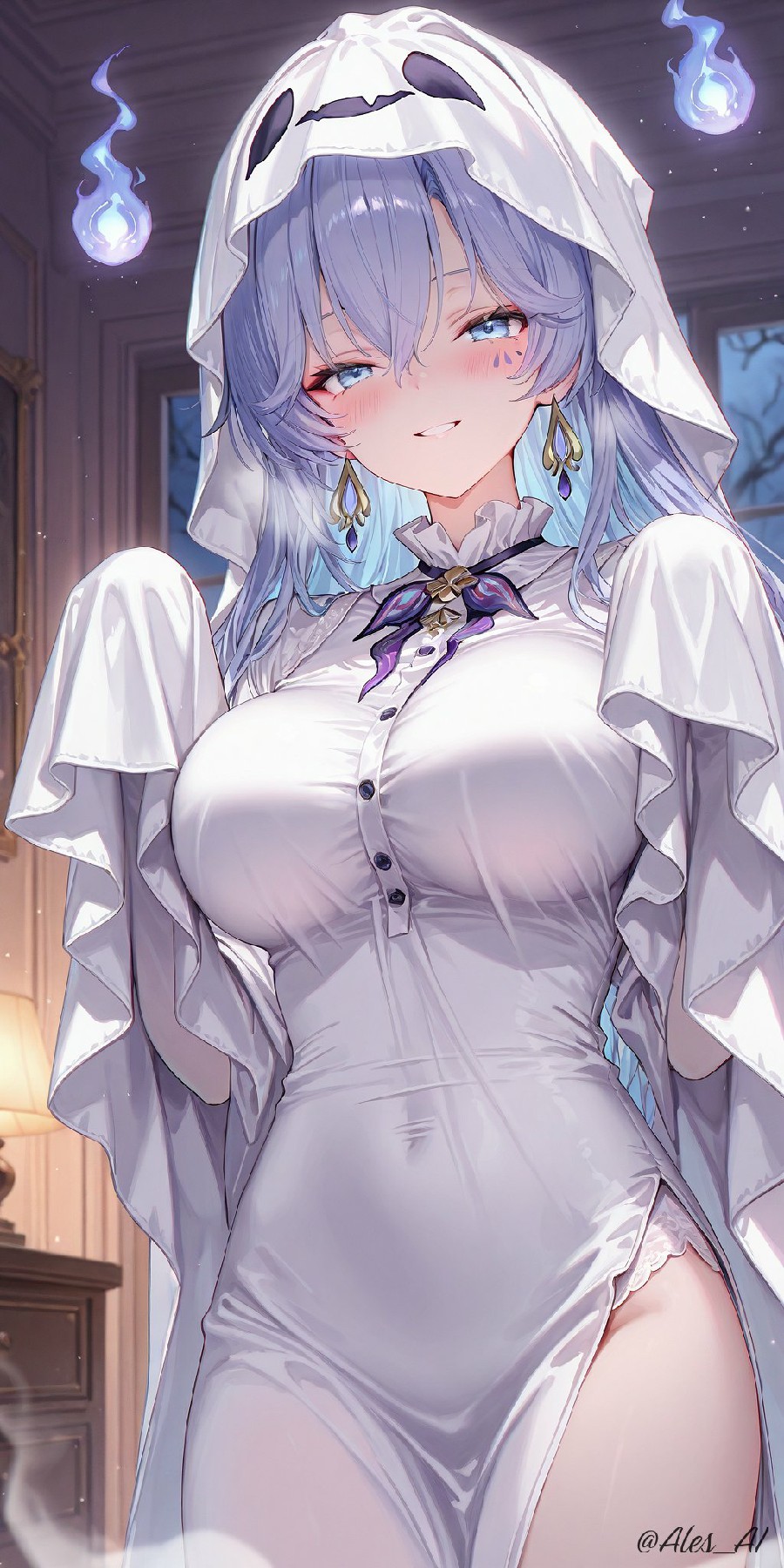 蓝发幽灵小姐的甜酷夜装