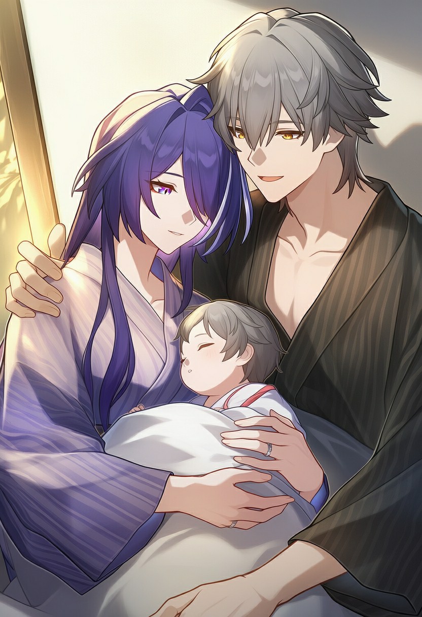 和服家庭的温馨瞬间，岁月温柔以待