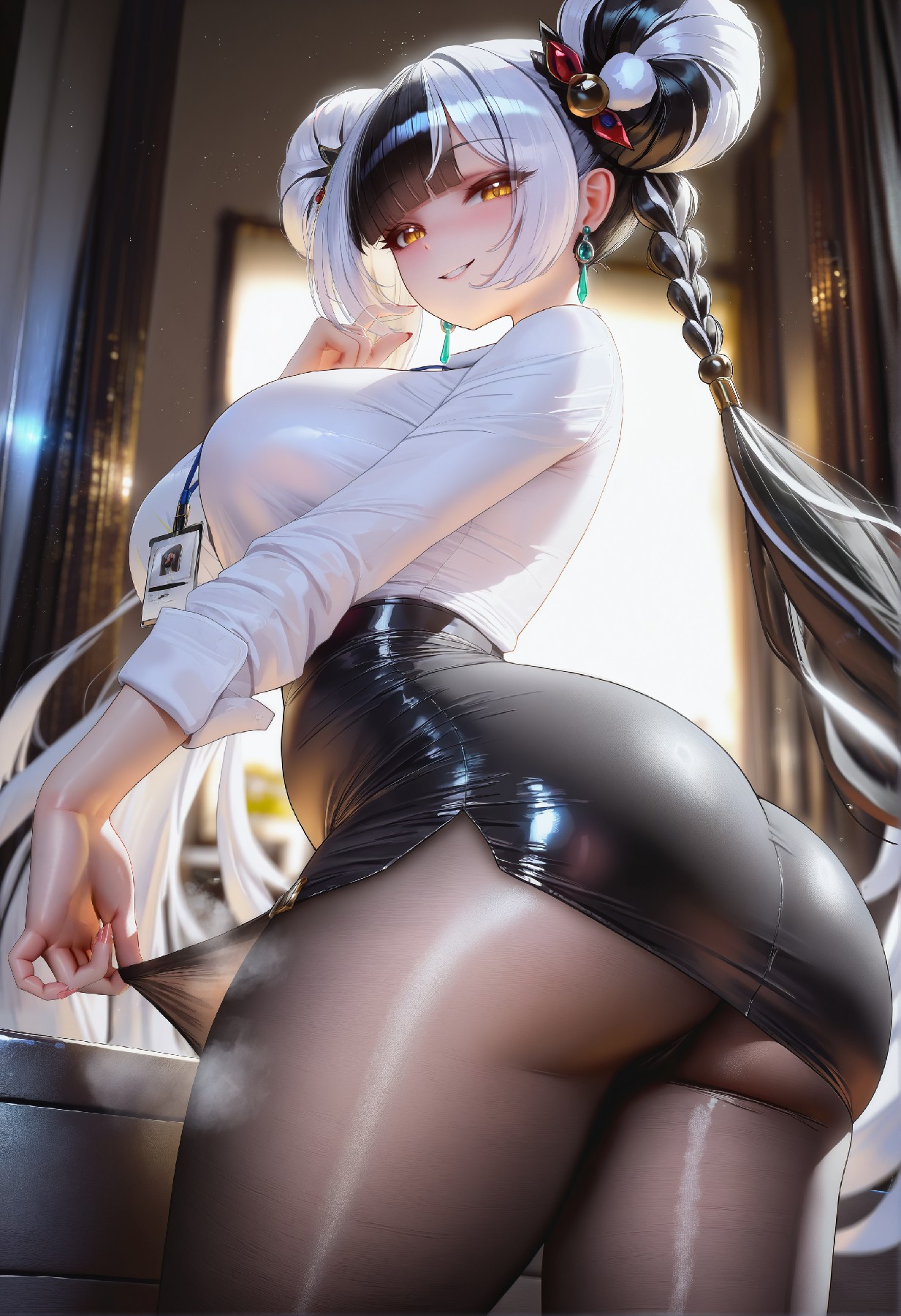 职场黑丝大姐姐｜双髻编发又纯又欲