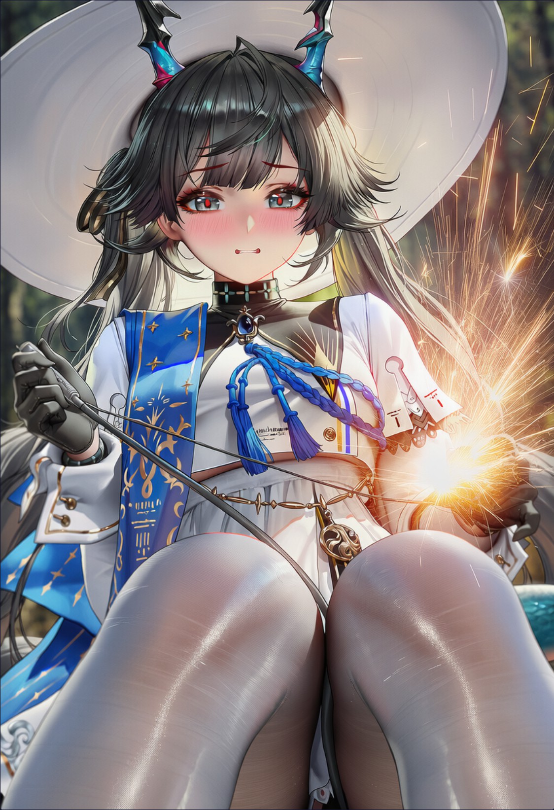 龙系少女操作焊具,脸红羞态惹人怜爱