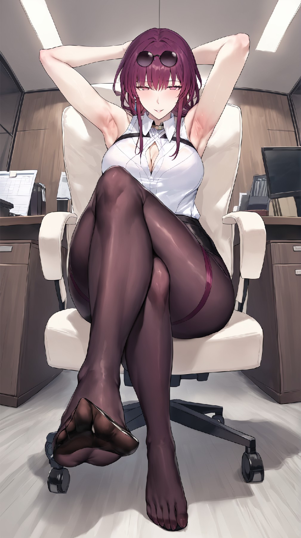 职场御姐风！黑丝白衬性感暴击💥