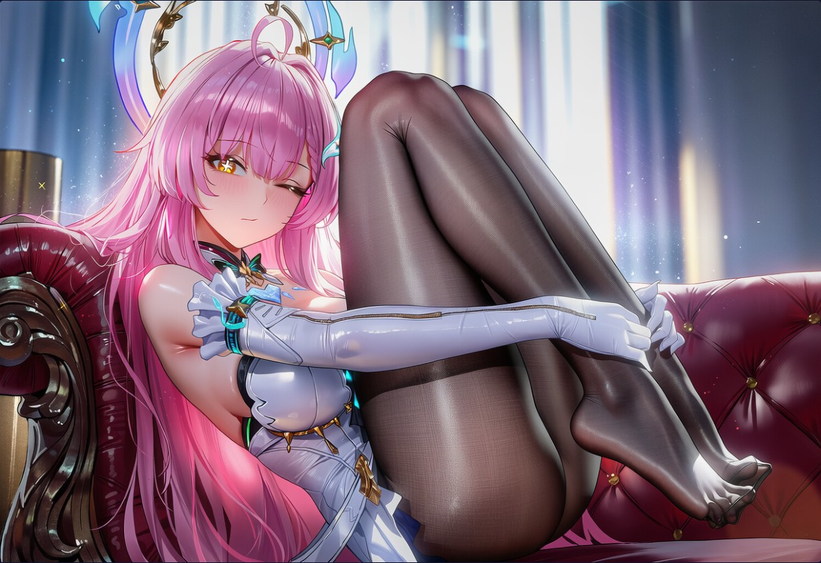 粉色长发少女优雅侧卧,氛围感拉满