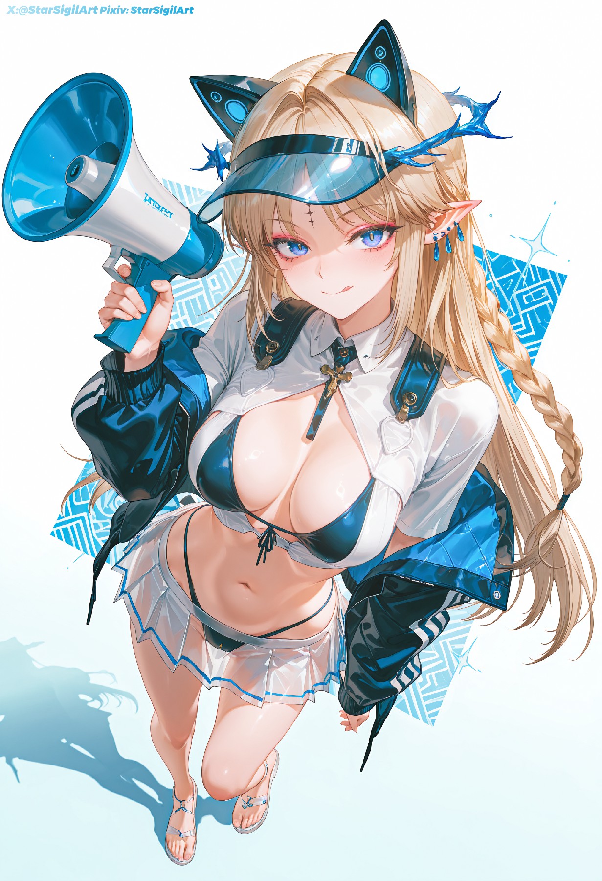 猫耳精灵少女的潮酷扩音造型