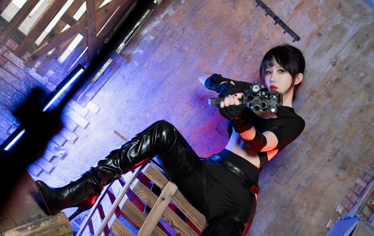 暗夜特工cos|酷飒黑系造型太绝了