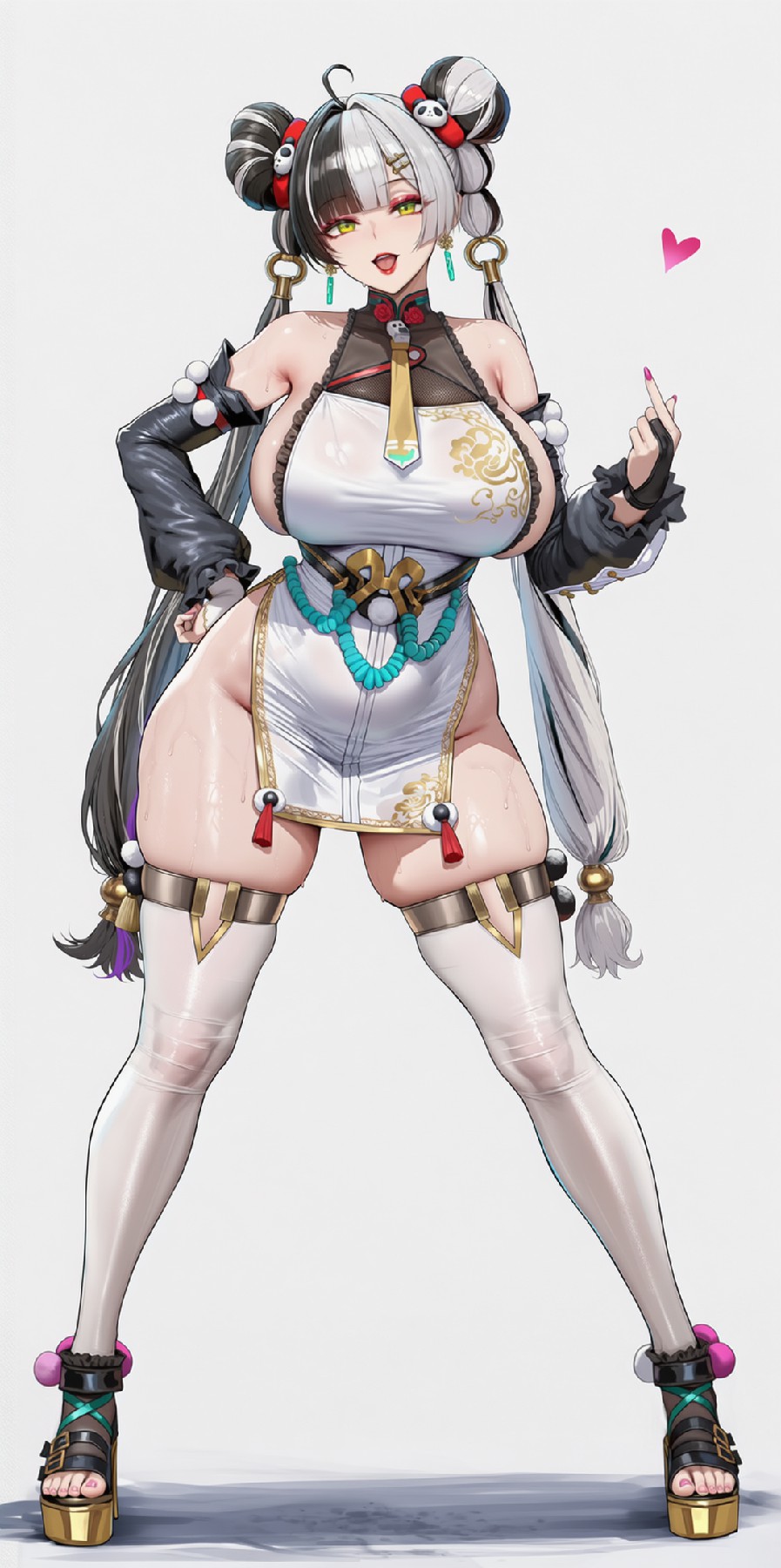 国风改良旗袍双髻二次元丰满美少女