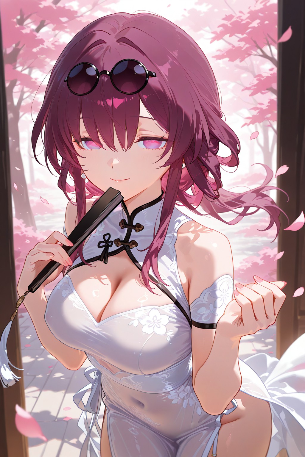 樱花树下的旗袍少女心动瞬间