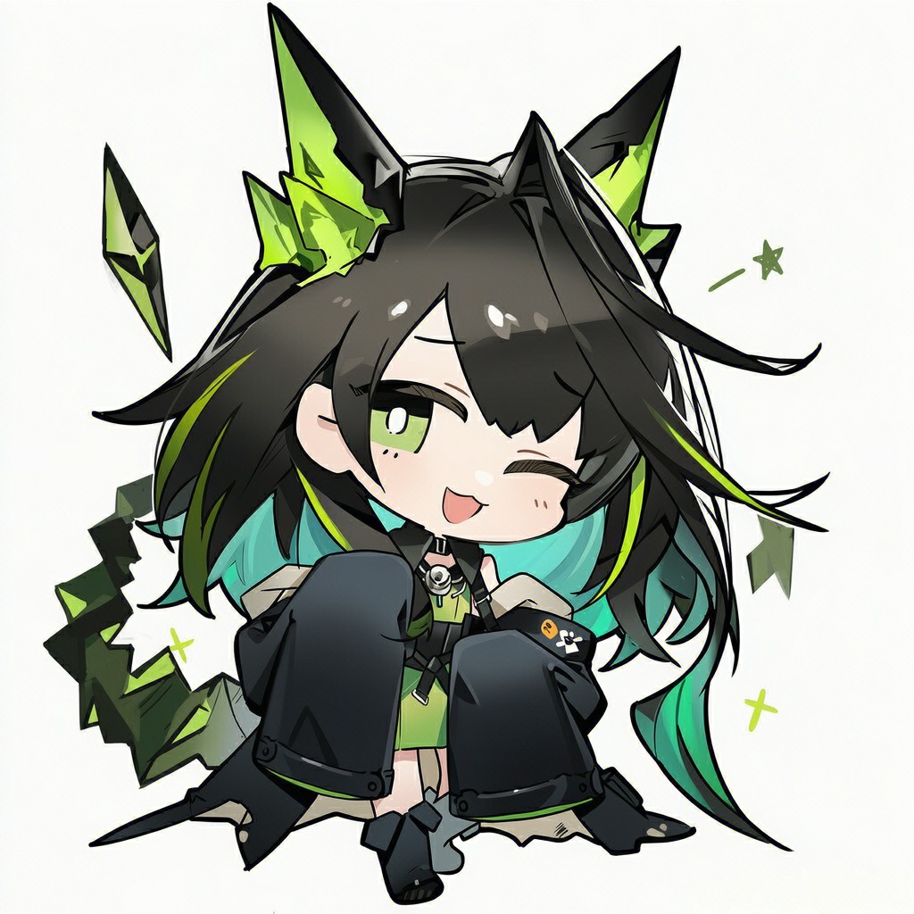 Q版黑绿萌系少女，俏皮灵动超吸睛！