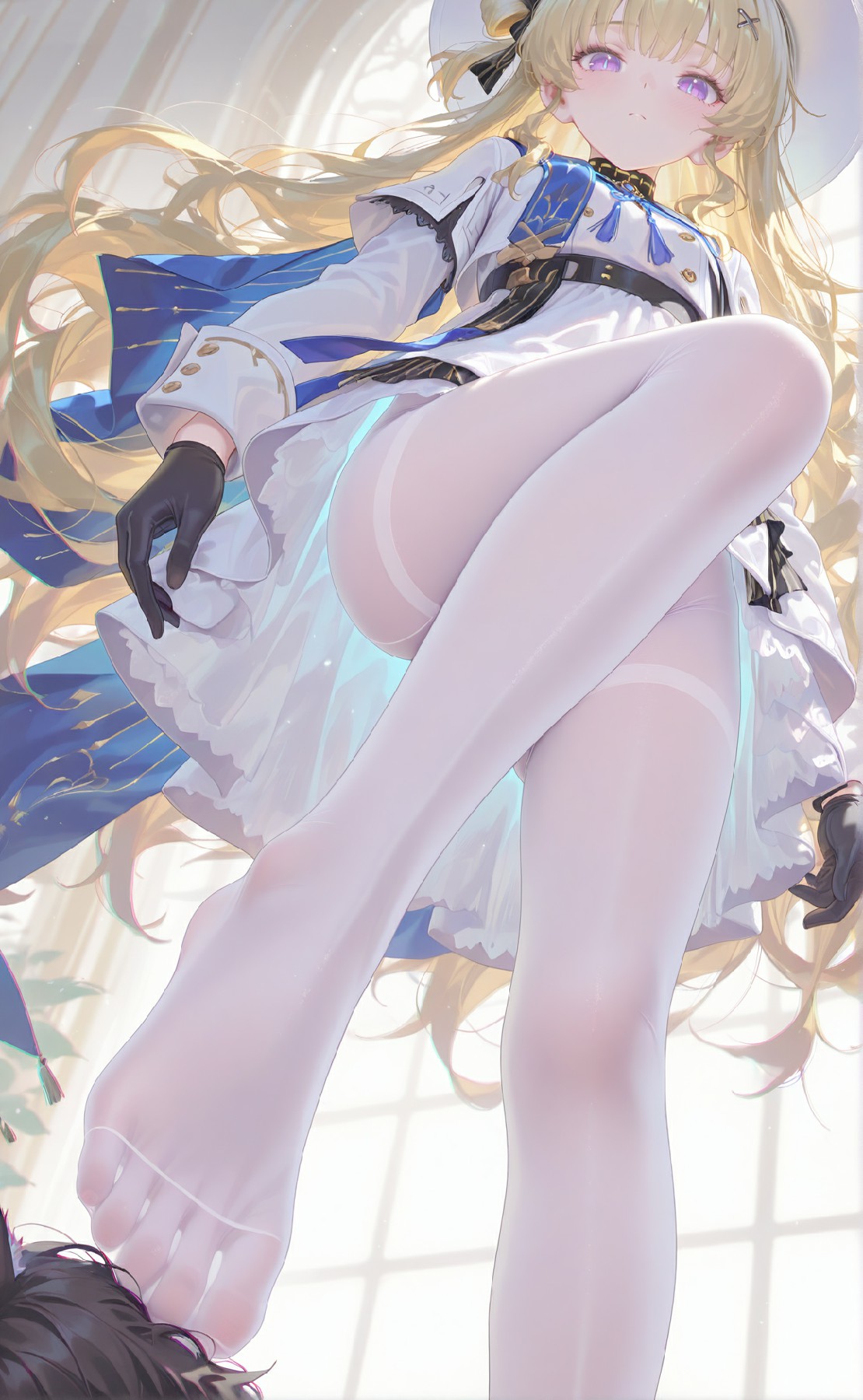 金发二次元少女白丝造型的精致氛围感