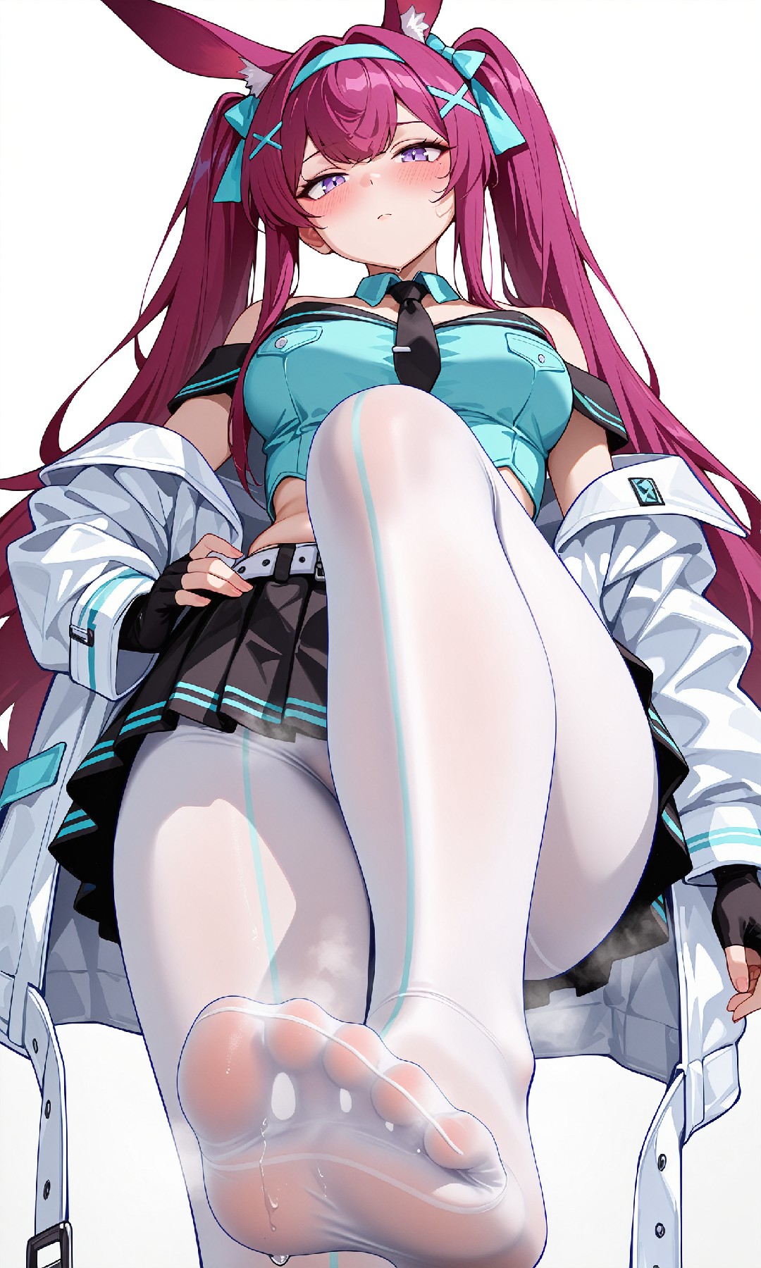 紫发兔耳少女白丝美足太绝了