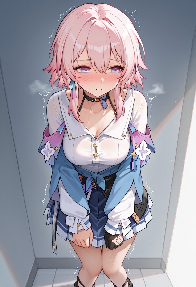 粉发少女害羞时刻 动漫风穿搭太戳我