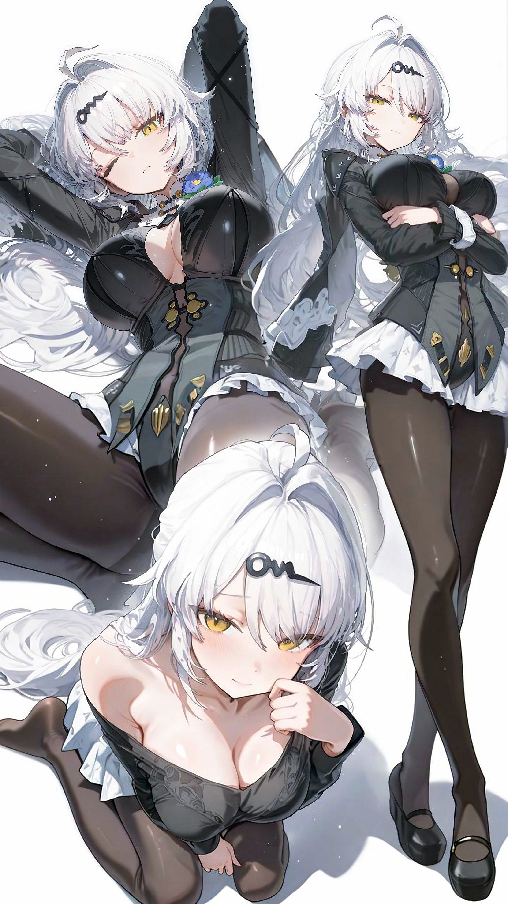 白发黄眼动漫少女三连 风格多变超吸睛