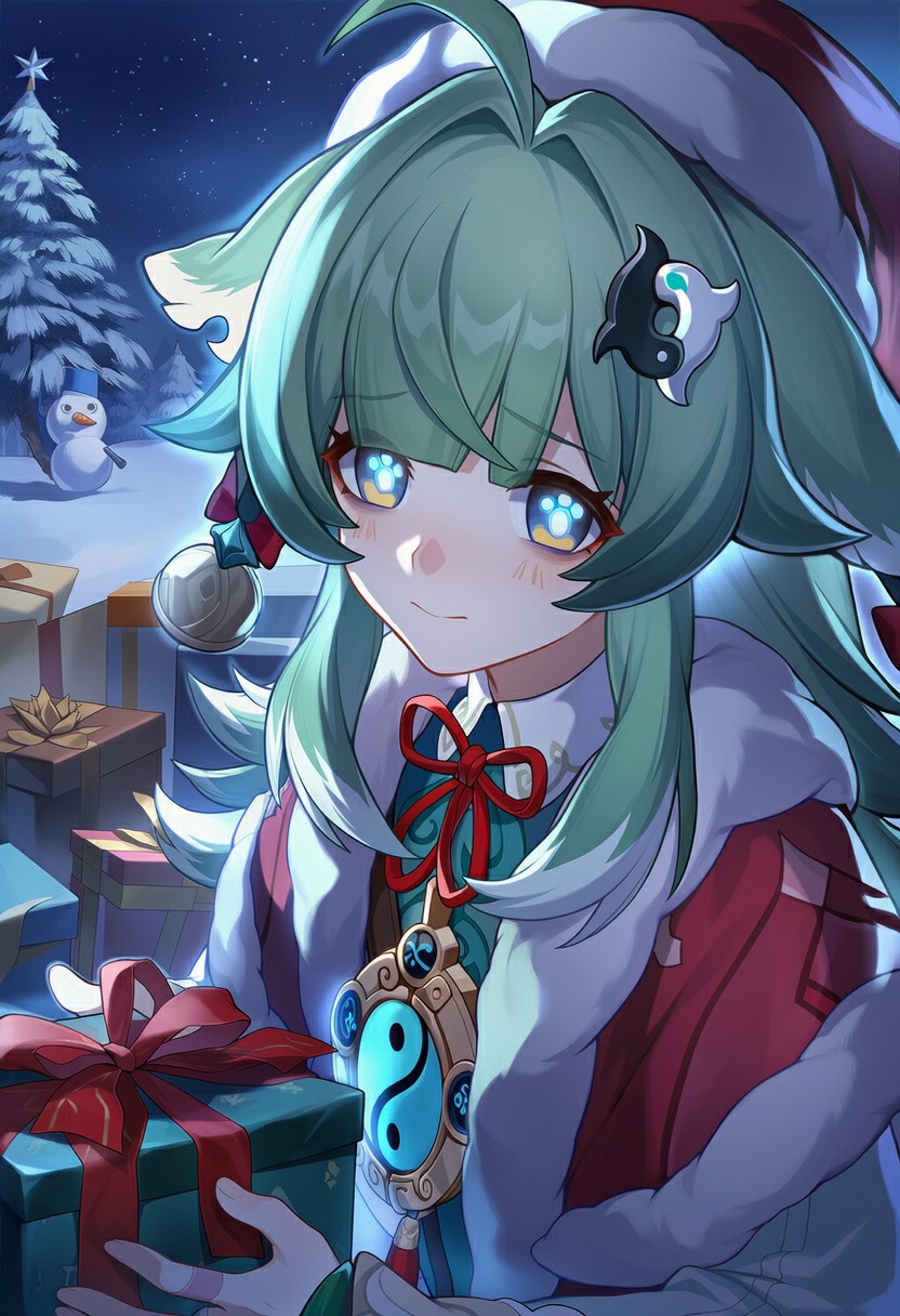 原神砂糖圣诞限定装扮 手持礼物超治愈