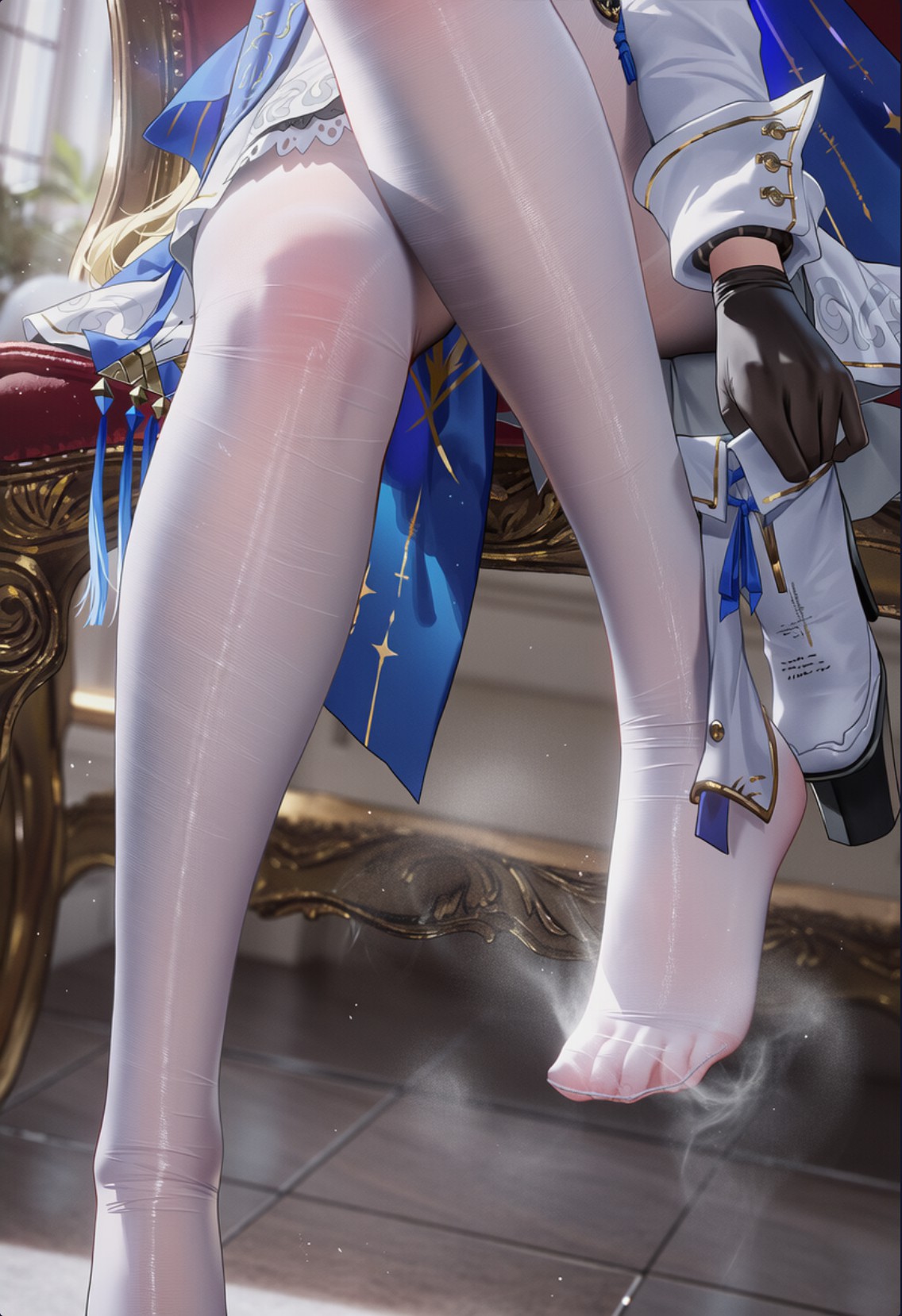 宫廷风裙装搭通透白丝，细腻质感尽显精致