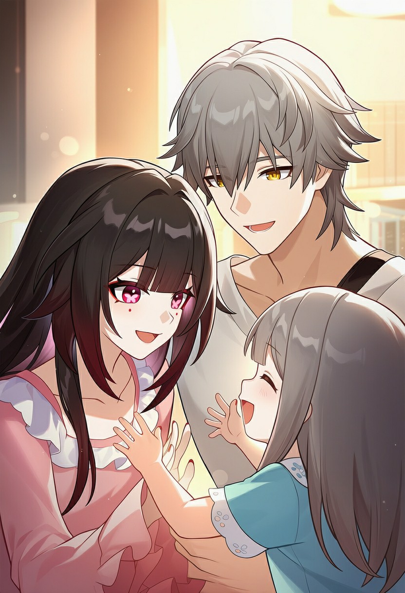 温馨一家三口的美好瞬间