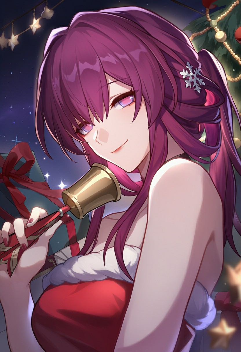 圣诞紫发少女 铃铛轻摇氛围感拉满