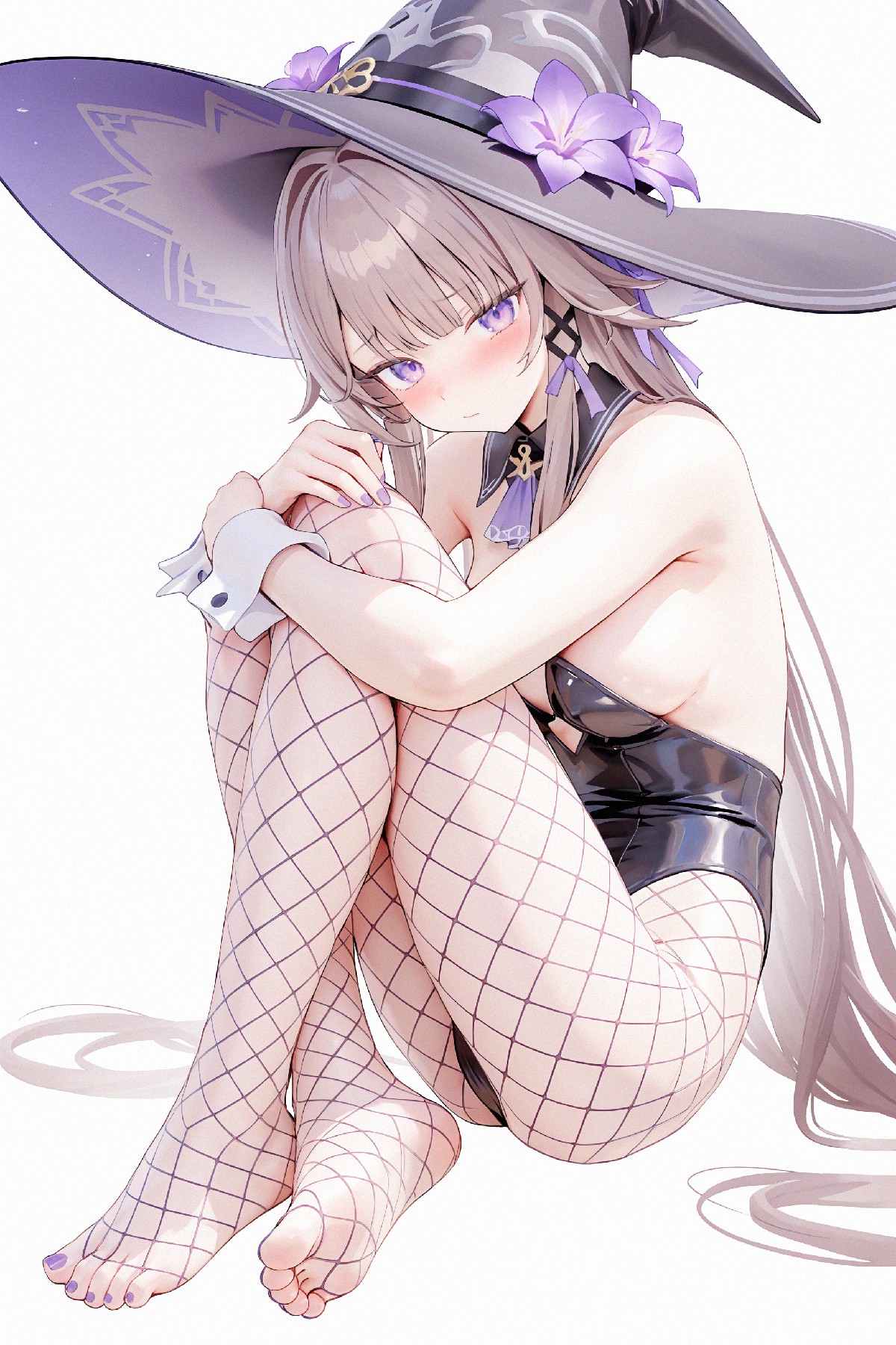 紫发巫师少女的性感渔网袜穿搭