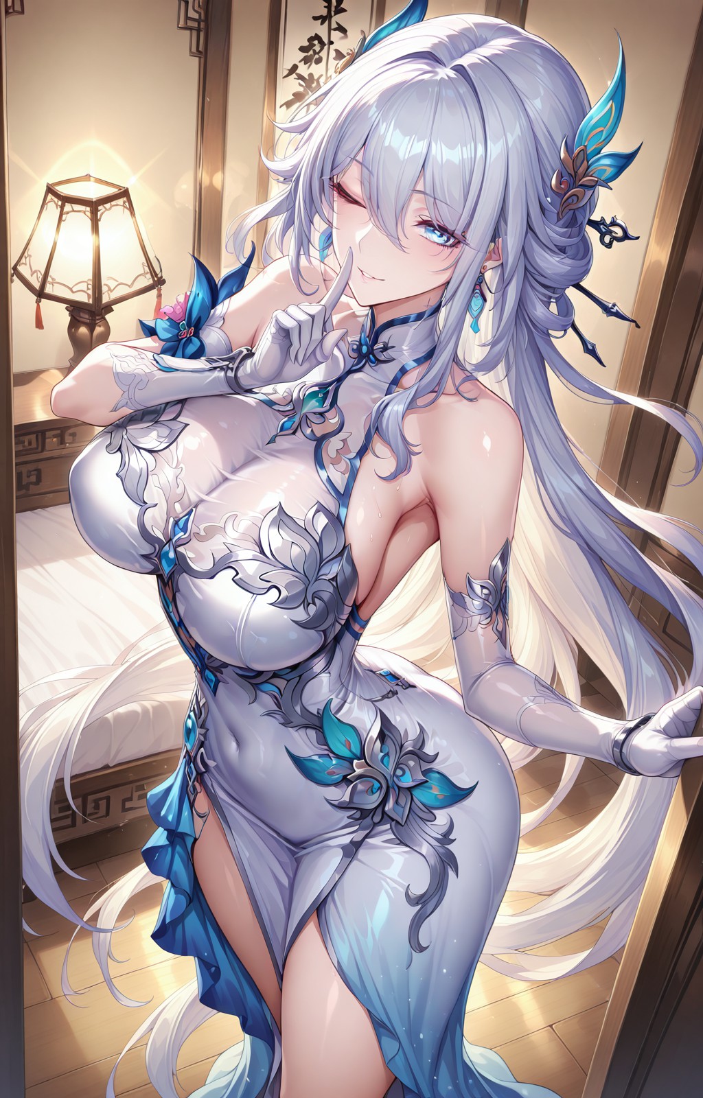 银发旗袍少女✨古风精致氛围感拉满