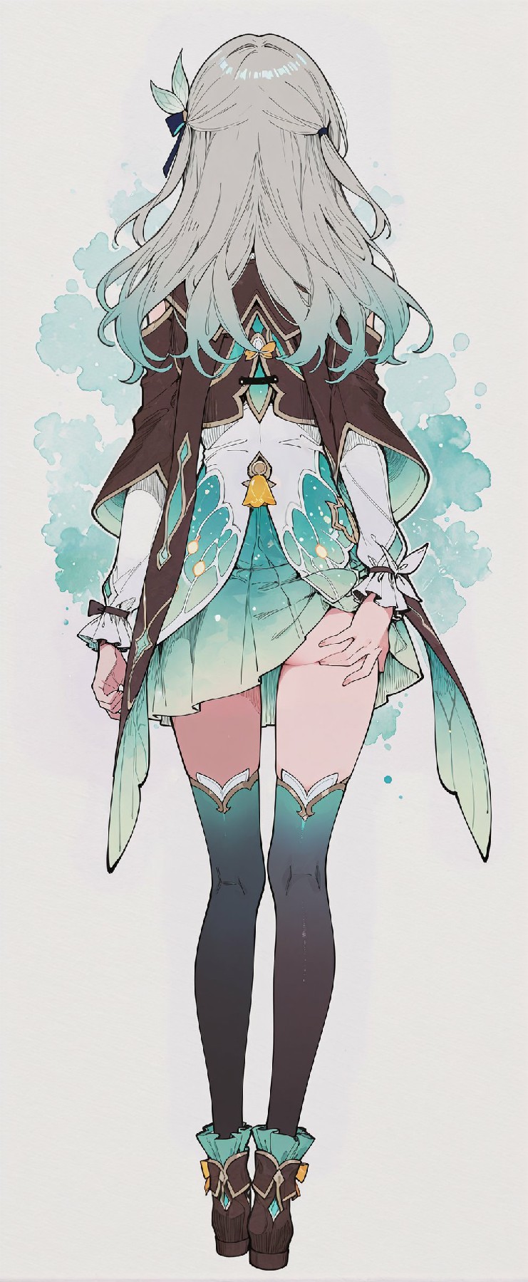 蓝绿渐变二次元少女 精致服饰超吸睛