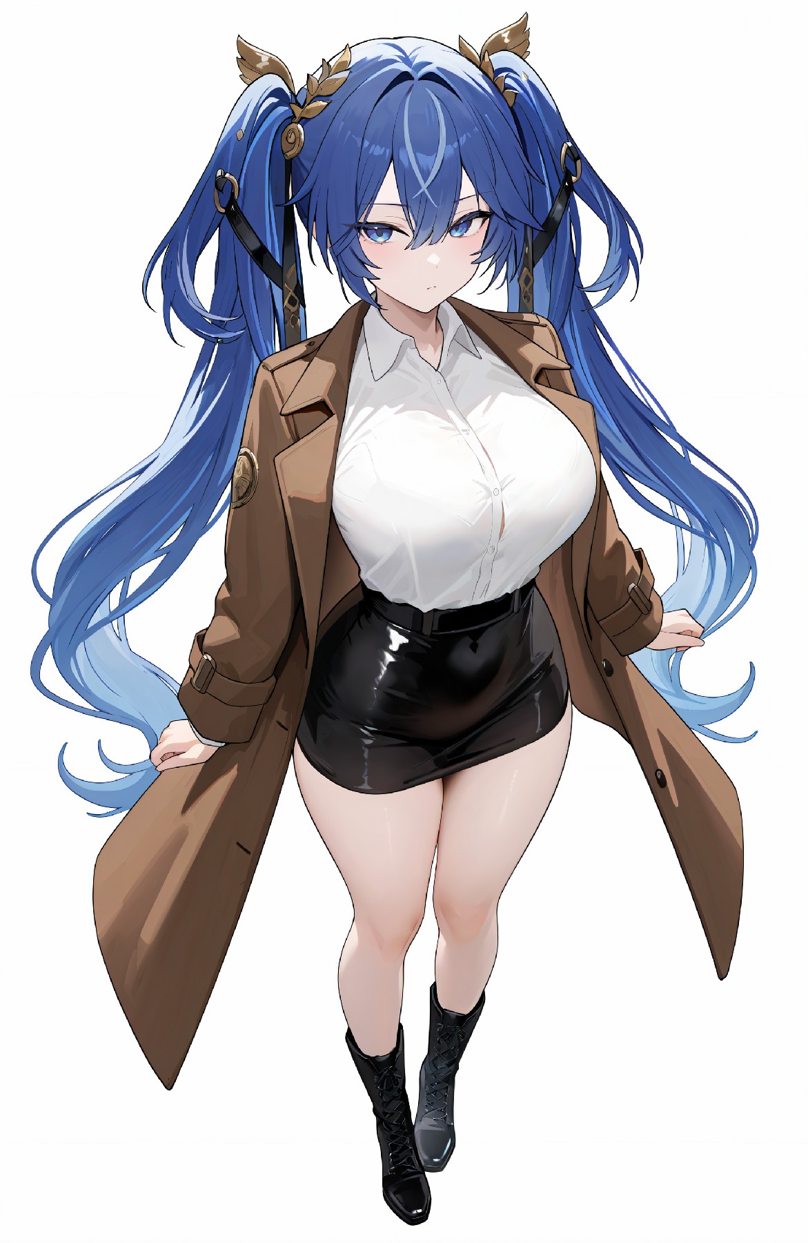 蓝发双马尾风衣御姐，飒爽干练氛围感拉满