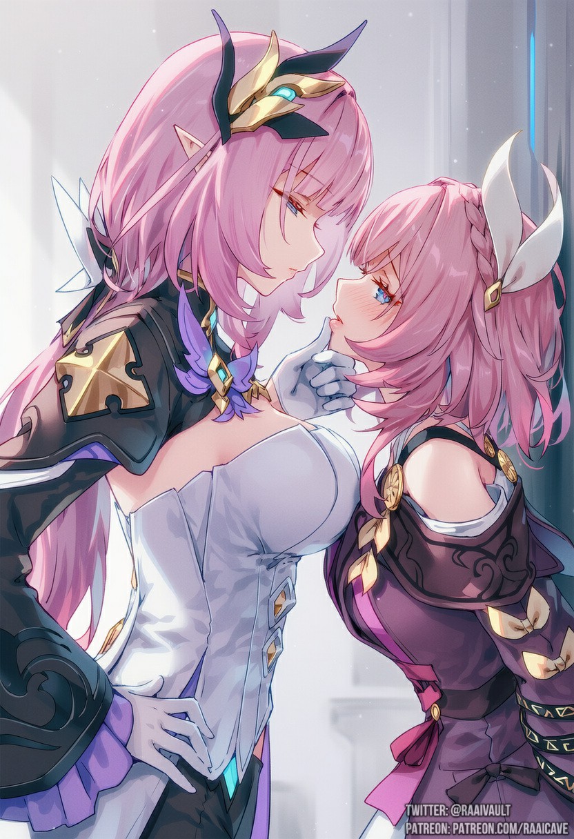 粉发双姝互动 二次元美学暴击