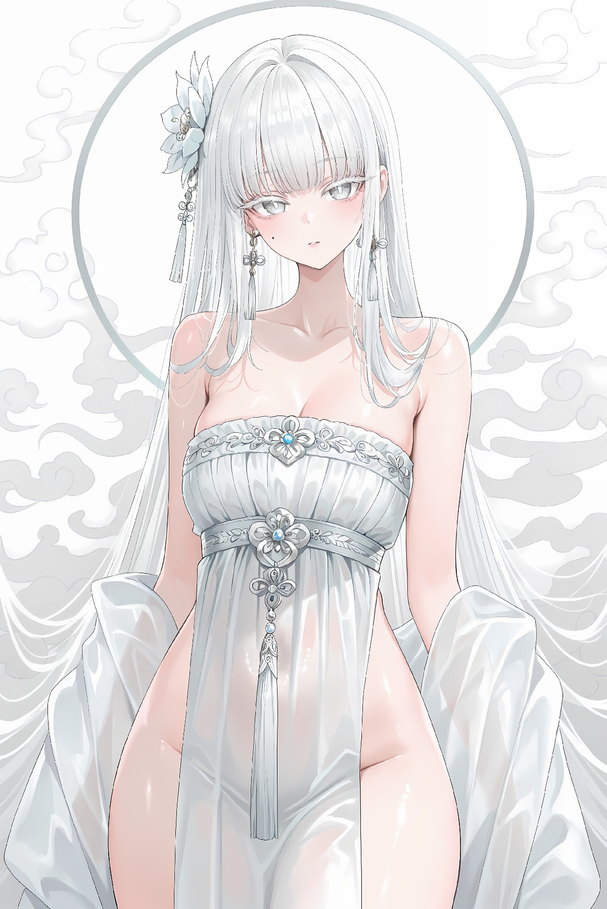 银发白衣古风美人，清冷氛围感拉满