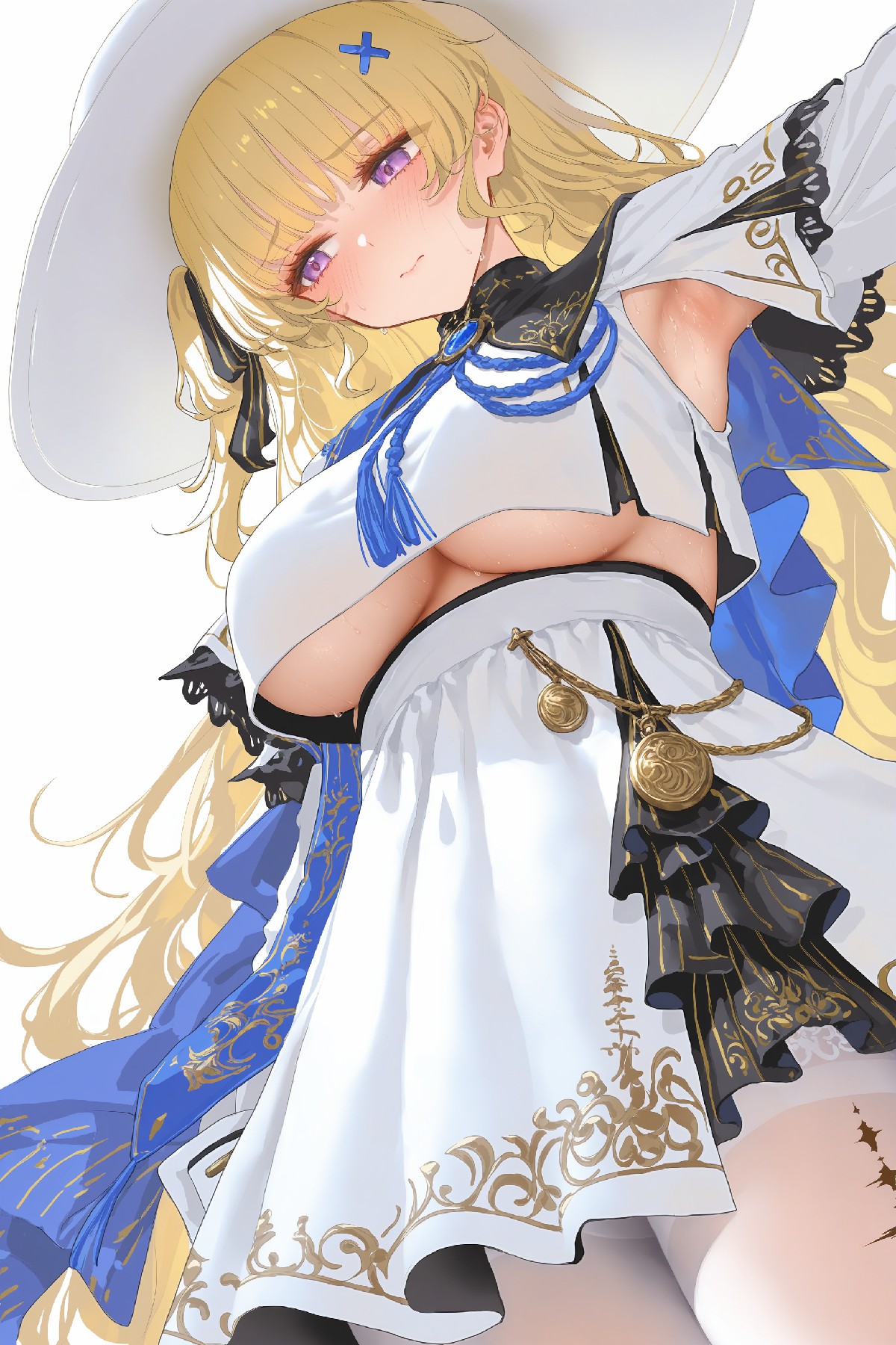 蓝白华服金发紫眸二次元美少女