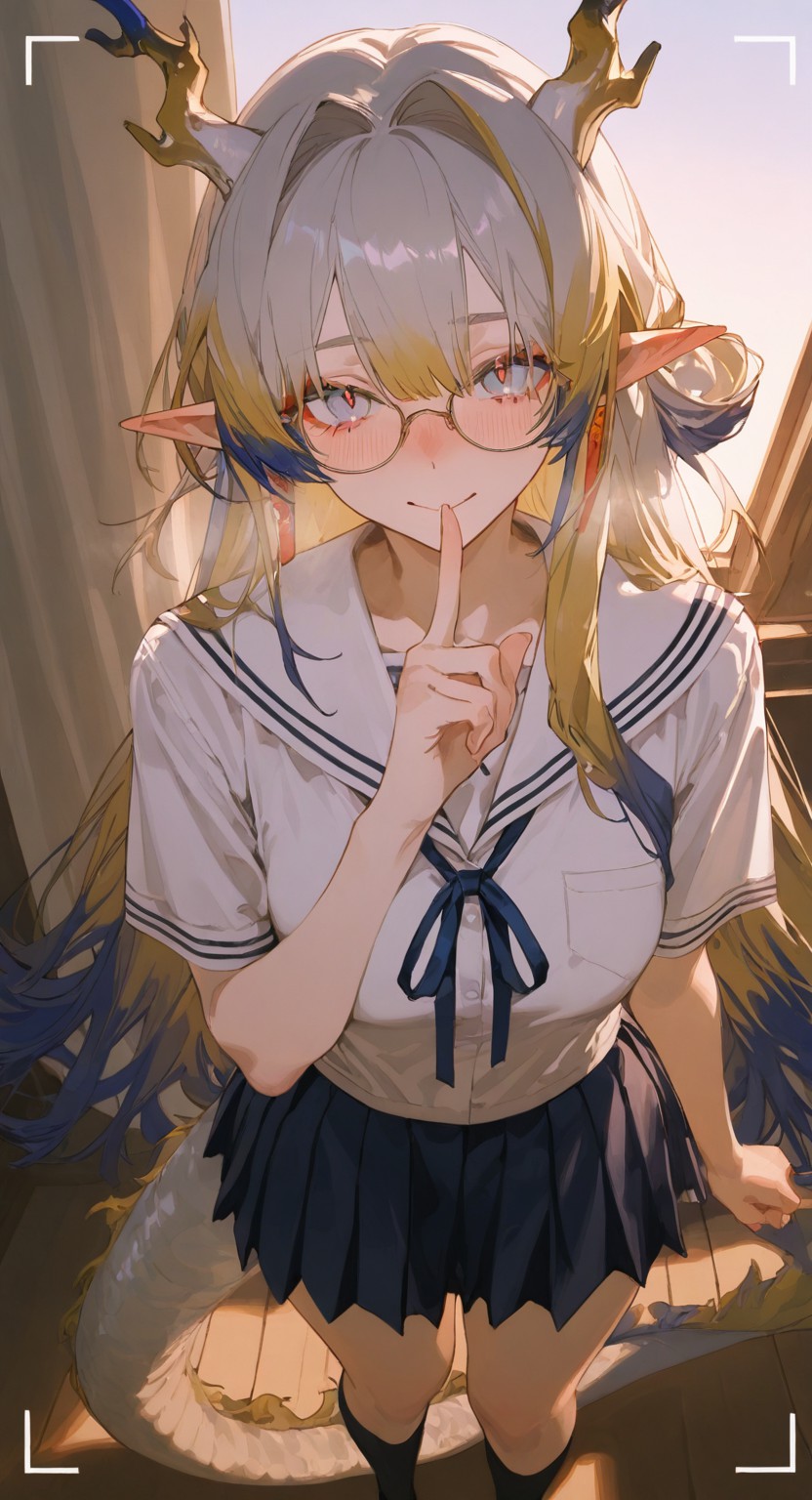 龙角精灵耳JK少女，氛围感绝了