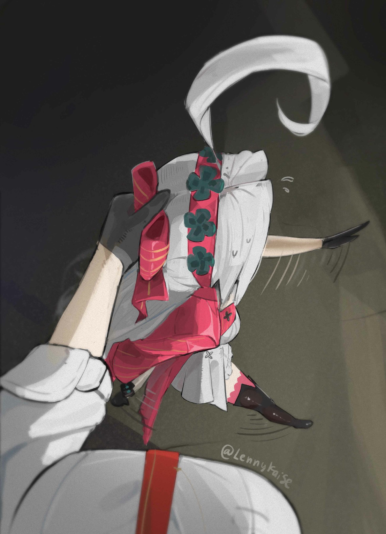 动漫白毛角色被推的慌张可爱时刻